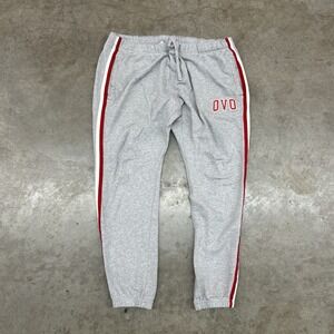 OVO October's Very Own Ivy League Sweatpants Grey Red‎ Side Stripe Logo Mens XL